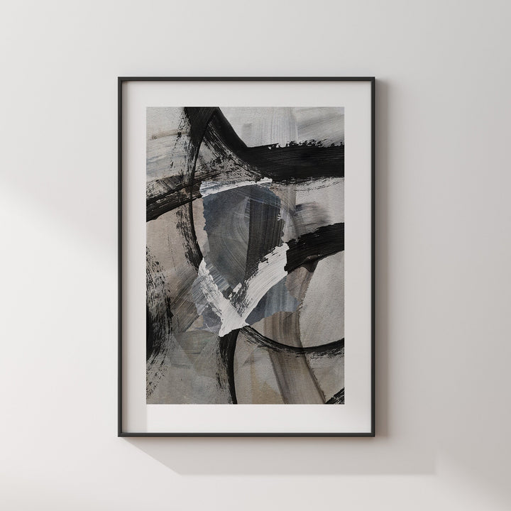 Ghana Map | Black & Grey Abstract Painting Map of Ghana Wall Art Print | Ghana Traval Poster