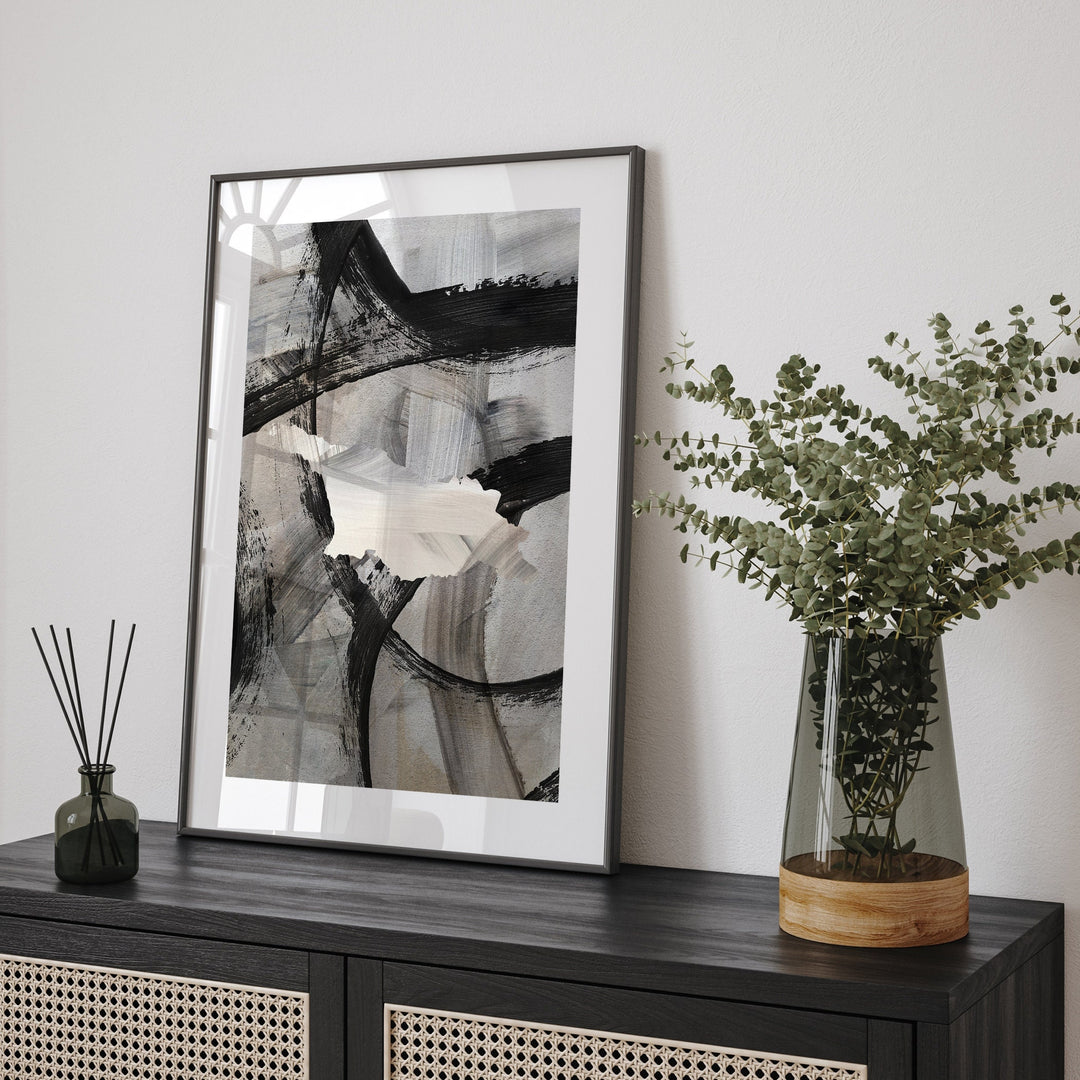 Georgia Map | Black & Grey Abstract Painting Map of Georgia Wall Art Print | Georgia Traval Poster