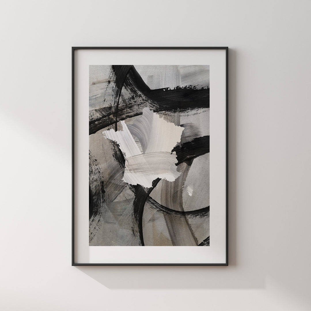 France Map | Black & Grey Abstract Painting Map of France Wall Art Print | France Traval Poster