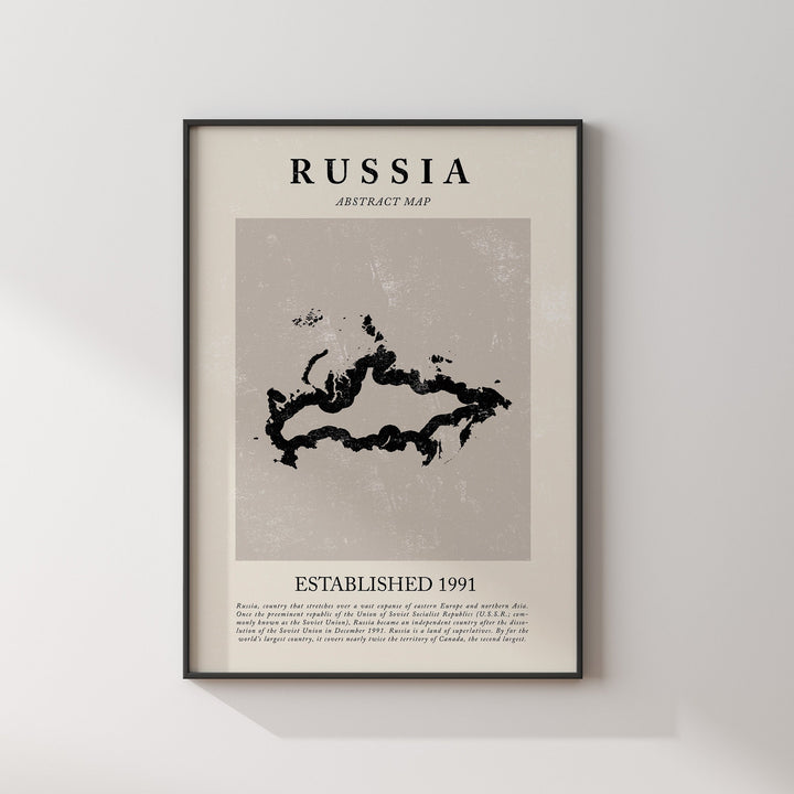 Abstract Russia Map Vintage Wall Art Print Picasso + Matisse Inspired Travel Poster