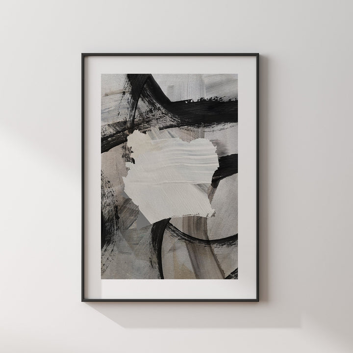 Ivory Coast Map | Black & Grey Abstract Painting Map of Ivory Coast Wall Art Print | Ivory Coast Traval Poster