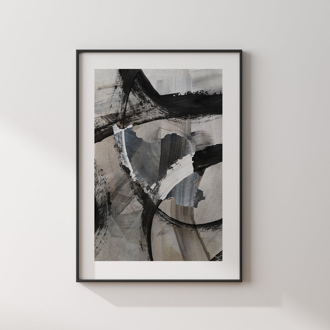 Iran Map | Black & Grey Abstract Painting Map of Iran Wall Art Print | Iran Traval Poster