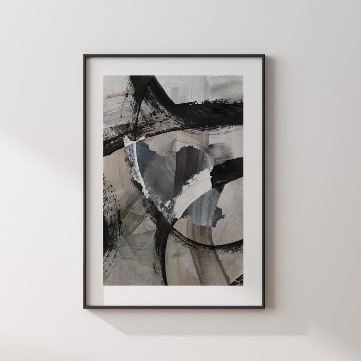 Iran Map | Black & Grey Abstract Painting Map of Iran Wall Art Print | Iran Traval Poster