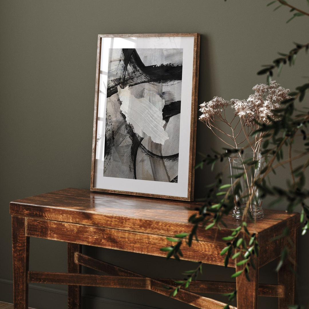 Iran Map | Black & Grey Abstract Painting Map of Iran Wall Art Print | Iran Traval Poster