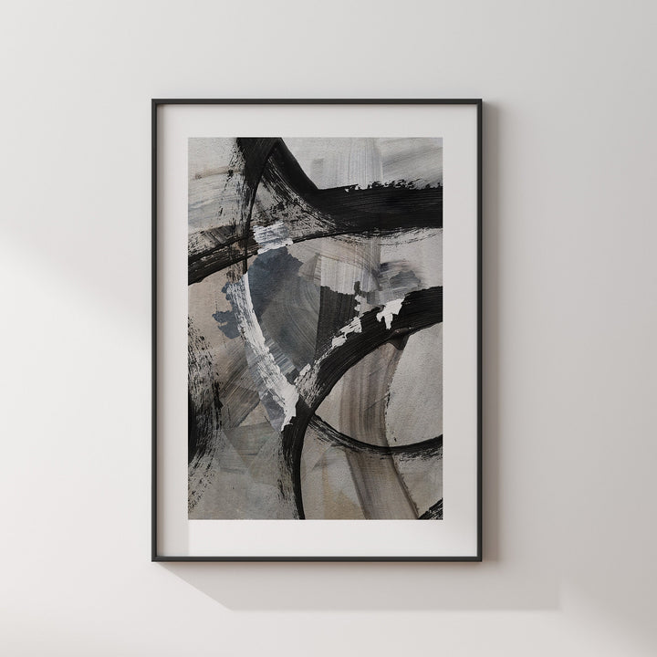 India Map | Black & Grey Abstract Painting Map of India Wall Art Print | India Traval Poster