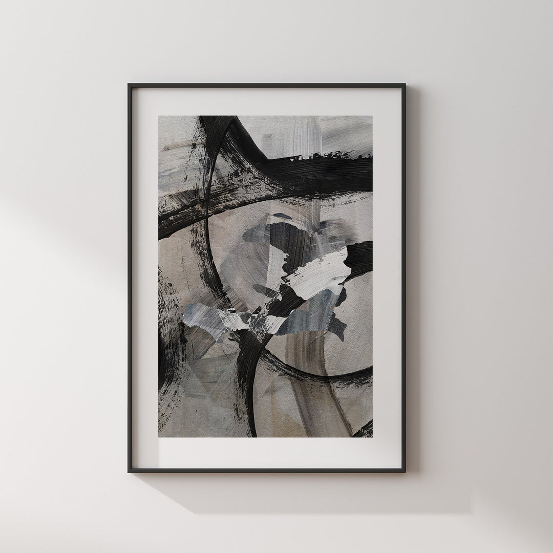 Haiti Map | Black & Grey Abstract Painting Map of Haiti Wall Art Print | Haiti Traval Poster