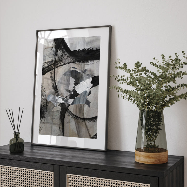 Haiti Map | Black & Grey Abstract Painting Map of Haiti Wall Art Print | Haiti Traval Poster