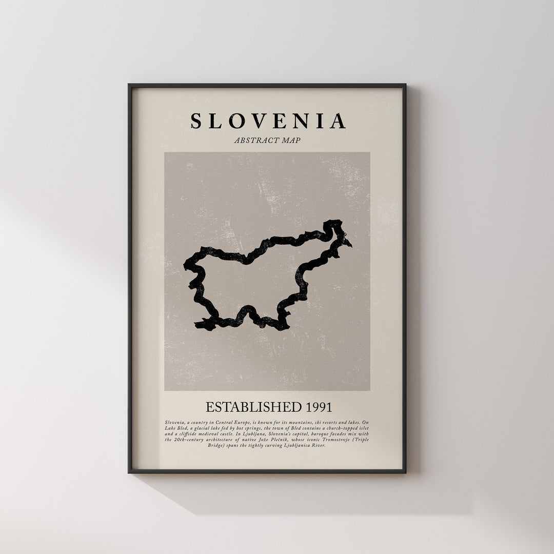 Abstract Slovenia Map Vintage Wall Art Print Picasso + Matisse Inspired Travel Poster OE