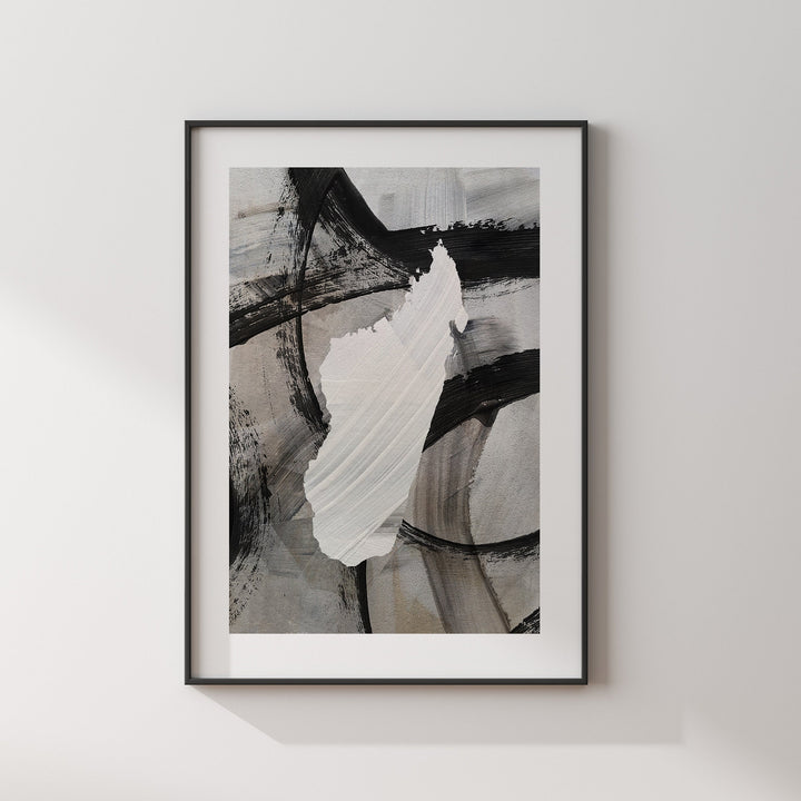 Madagascar Map | Black & Grey Abstract Painting Map of Madagascar Wall Art Print | Madagascar Traval Poster
