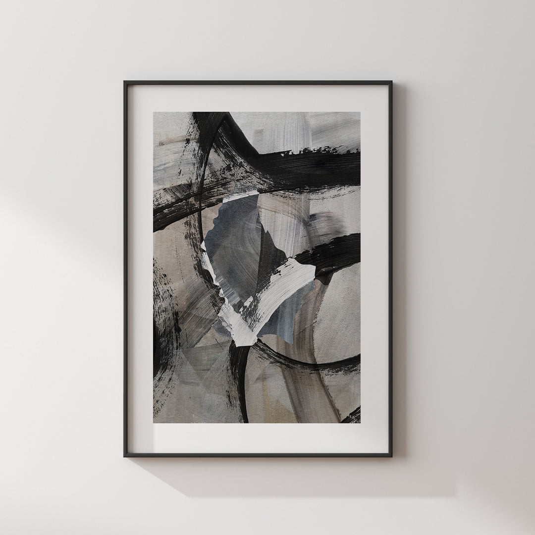 Luxembourg Map | Black & Grey Abstract Painting Map of Luxembourg Wall Art Print | Luxembourg Traval Poster