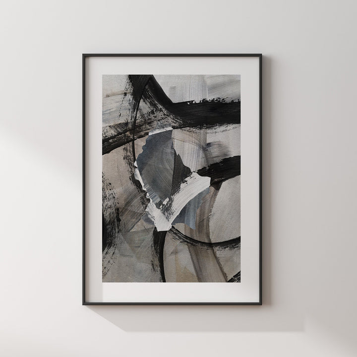 Luxembourg Map | Black & Grey Abstract Painting Map of Luxembourg Wall Art Print | Luxembourg Traval Poster