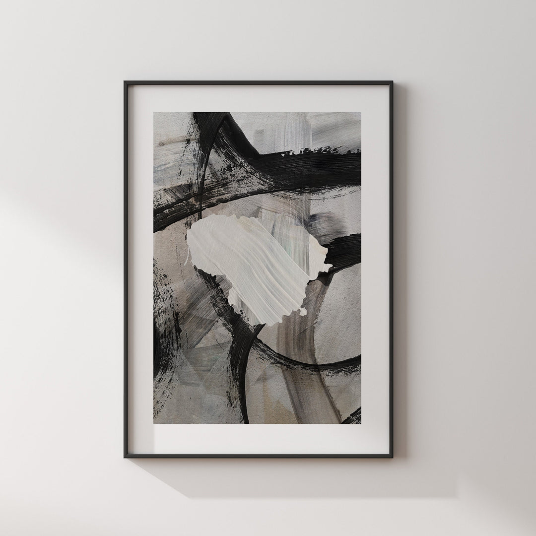 Lithuania Map | Black & Grey Abstract Painting Map of Lithuania Wall Art Print | Lithuania Traval Poster