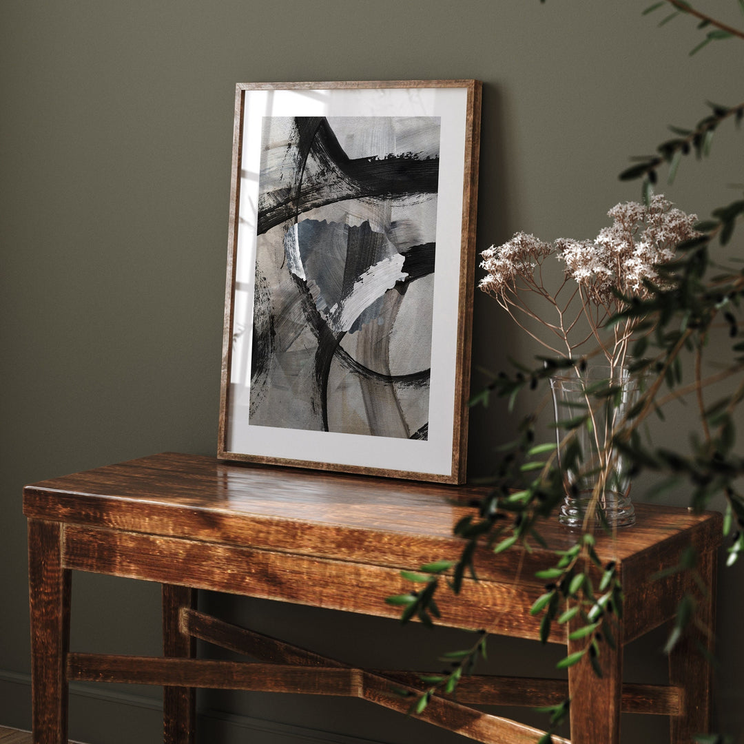 Lithuania Map | Black & Grey Abstract Painting Map of Lithuania Wall Art Print | Lithuania Traval Poster