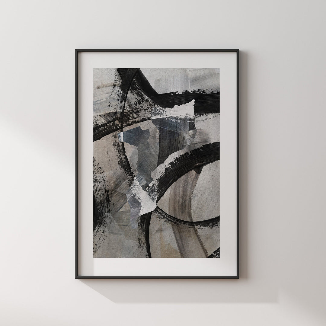 Mozambique Map | Black & Grey Abstract Painting Map of Mozambique Wall Art Print | Mozambique Traval Poster