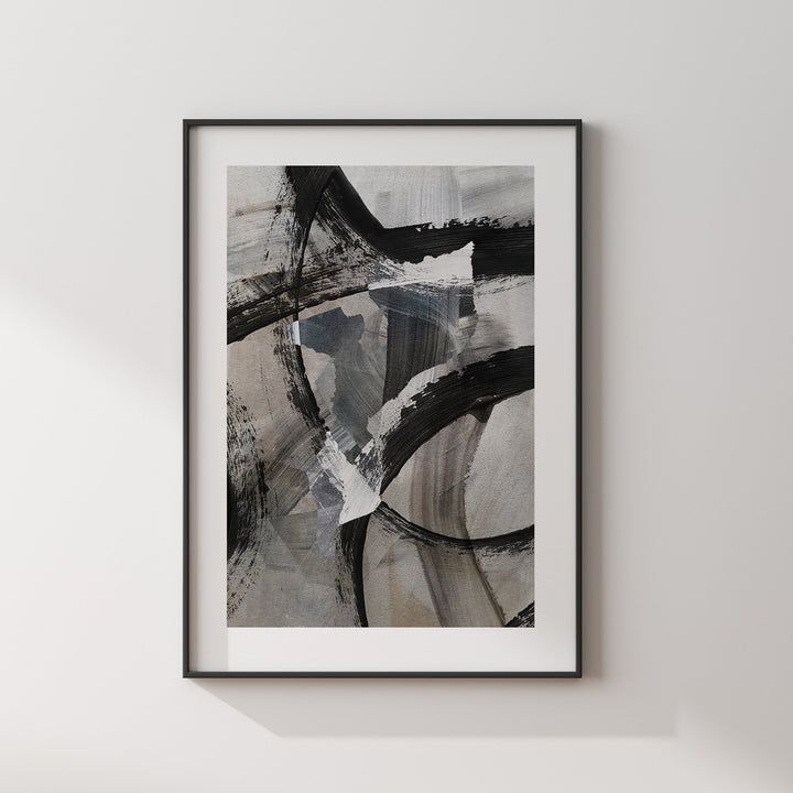 Mozambique Map | Black & Grey Abstract Painting Map of Mozambique Wall Art Print | Mozambique Traval Poster