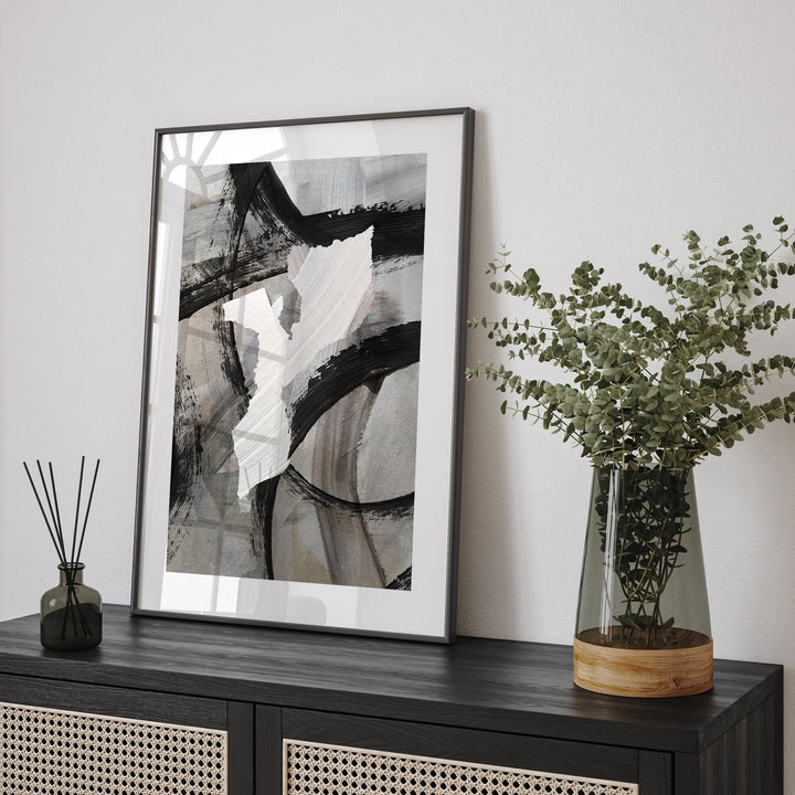 Mozambique Map | Black & Grey Abstract Painting Map of Mozambique Wall Art Print | Mozambique Traval Poster