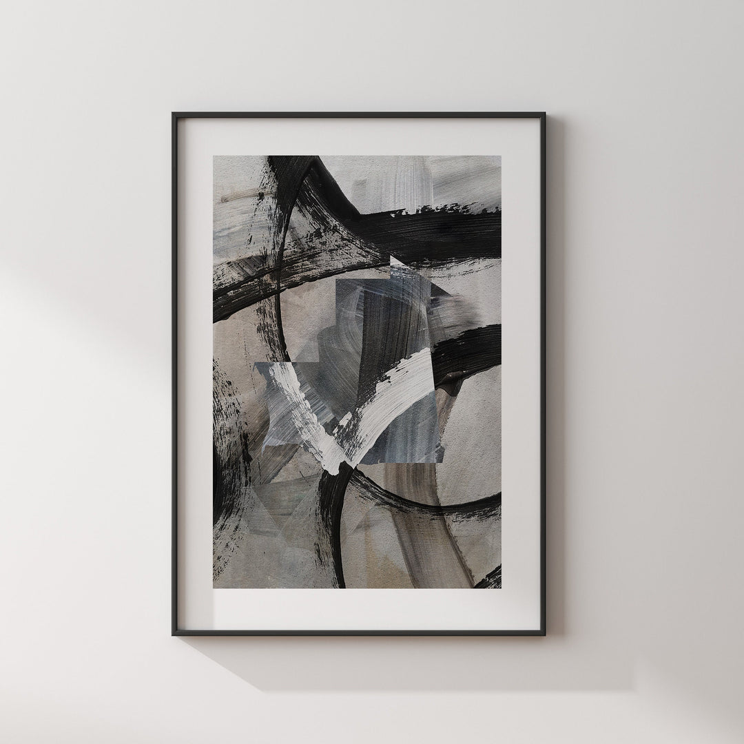 Mauritania Map | Black & Grey Abstract Painting Map of Mauritania Wall Art Print | Mauritania Traval Poster