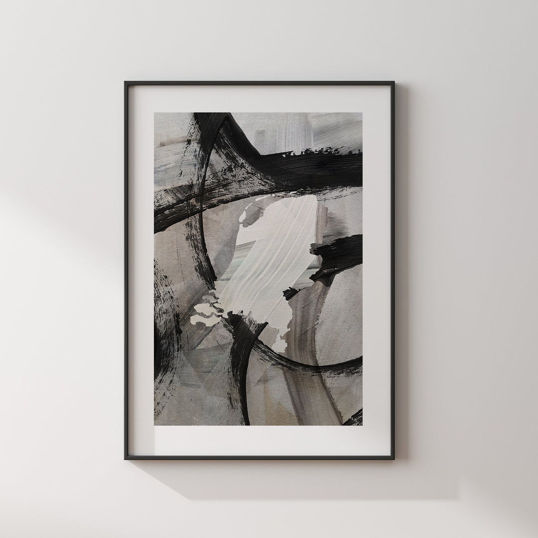 Netherlands Map | Black & Grey Abstract Painting Map of Netherlands Wall Art Print | Netherlands Traval Poster