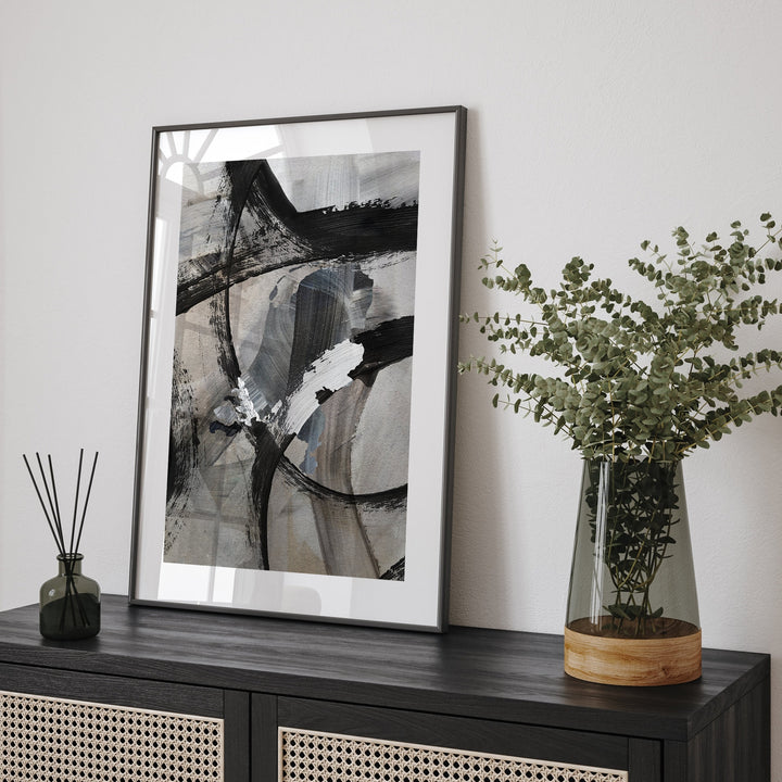 Netherlands Map | Black & Grey Abstract Painting Map of Netherlands Wall Art Print | Netherlands Traval Poster