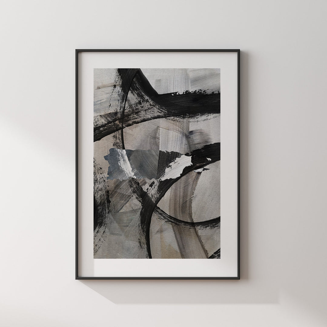 Puerto Rico Map | Black & Grey Abstract Painting Map of Puerto Rico Wall Art Print | Puerto Rico Traval Poster