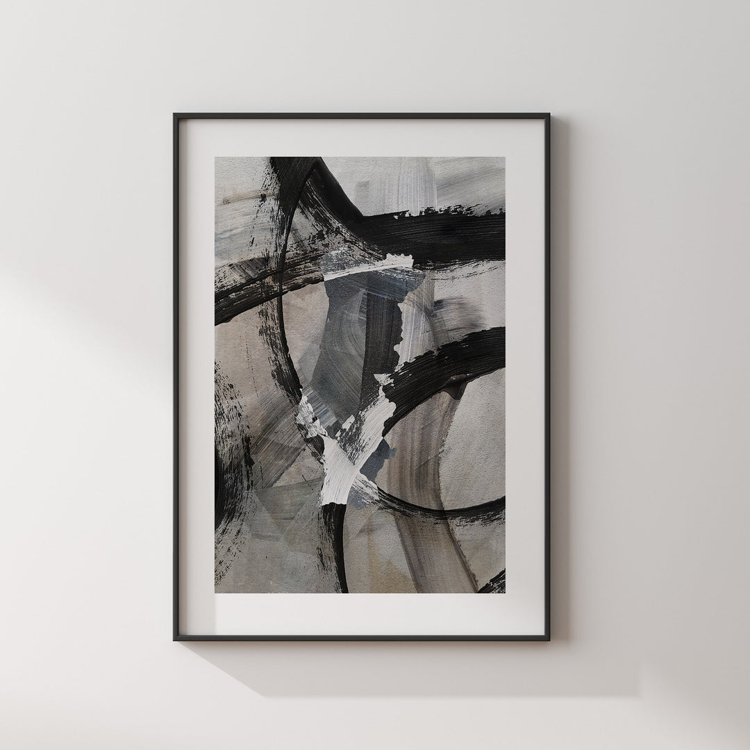 Portugal Map | Black & Grey Abstract Painting Map of Portugal Wall Art Print | Portugal Traval Poster