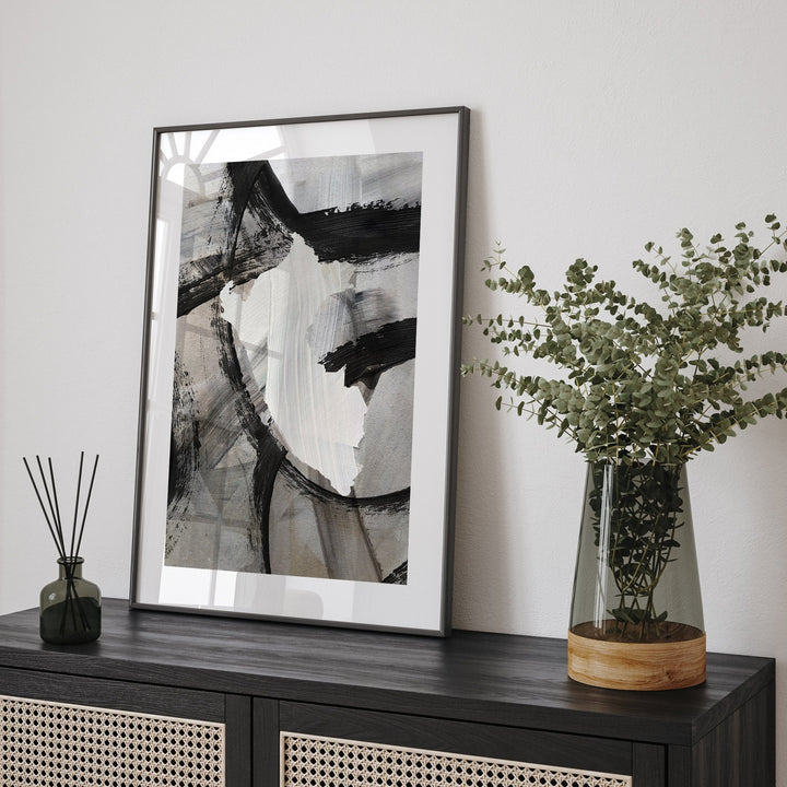 Peru Map | Black & Grey Abstract Painting Map of Peru Wall Art Print | Peru Traval Poster