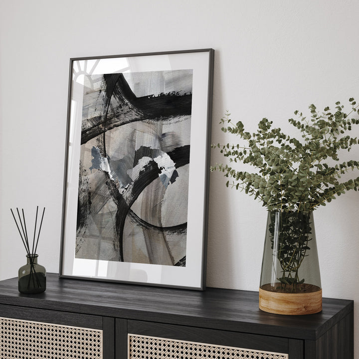 Panama Map | Black & Grey Abstract Painting Map of Panama Wall Art Print | Panama Traval Poster