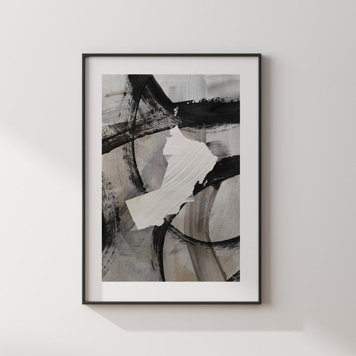Oman Map | Black & Grey Abstract Painting Map of Oman Wall Art Print | Oman Traval Poster