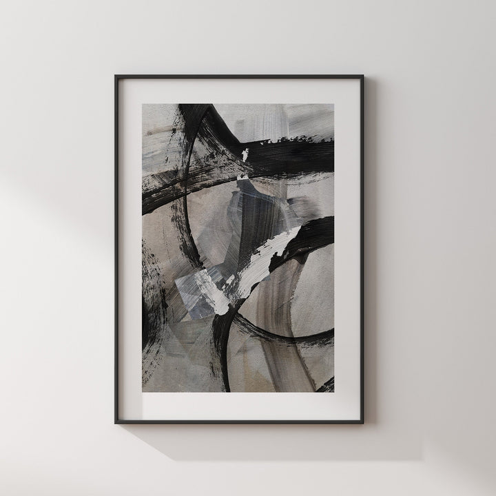 Oman Map | Black & Grey Abstract Painting Map of Oman Wall Art Print | Oman Traval Poster