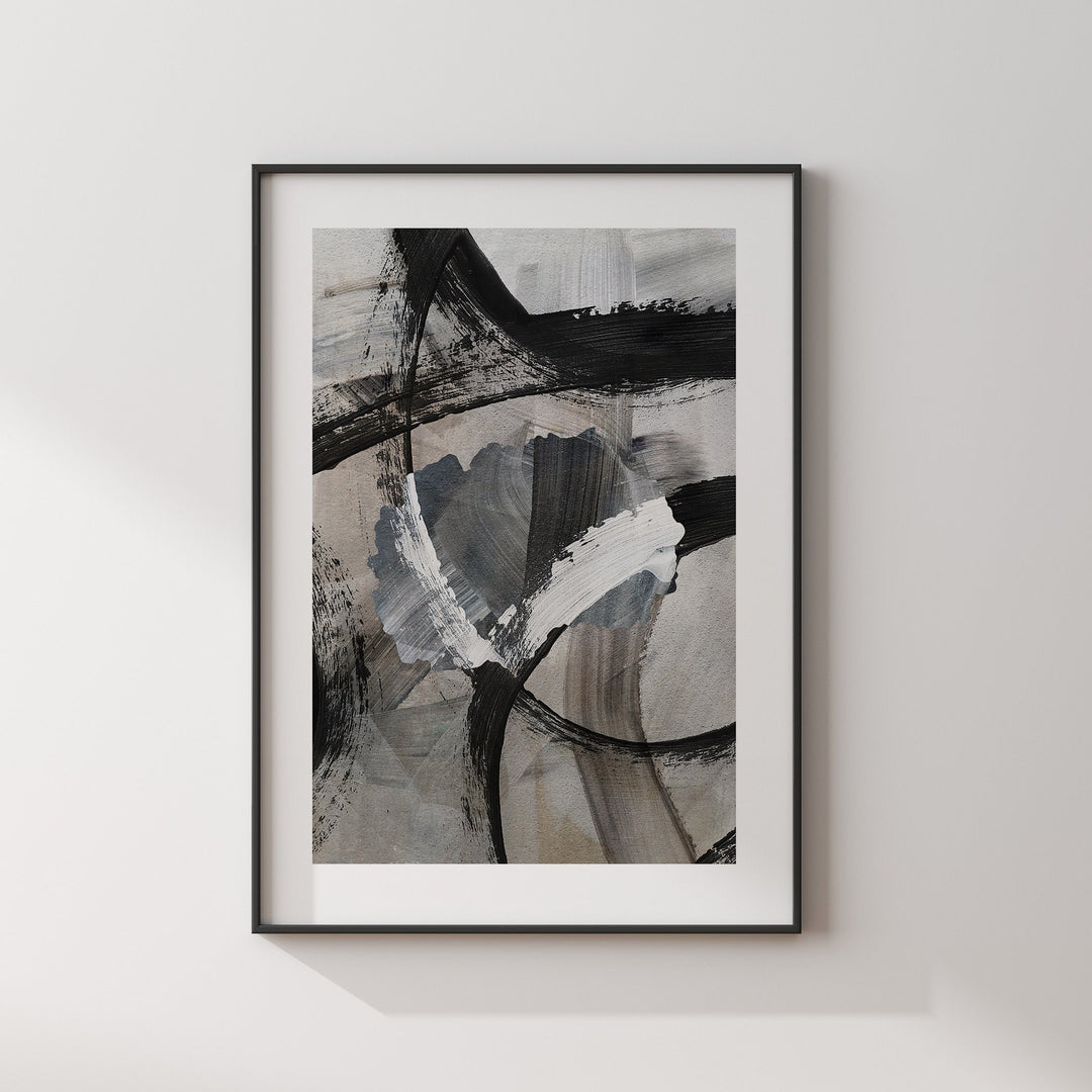North Macedonia Map | Black & Grey Abstract Painting Map of North Macedonia Wall Art Print | North Macedonia Traval Poster