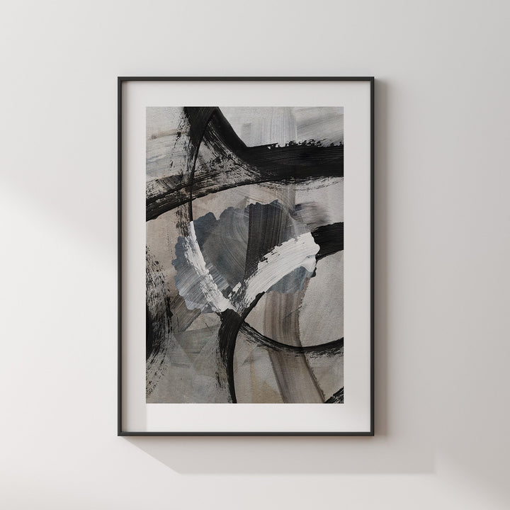 North Macedonia Map | Black & Grey Abstract Painting Map of North Macedonia Wall Art Print | North Macedonia Traval Poster