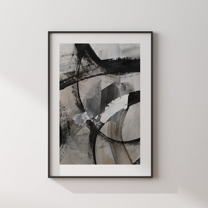 Niger Map | Black & Grey Abstract Painting Map of Niger Wall Art Print | Niger Traval Poster