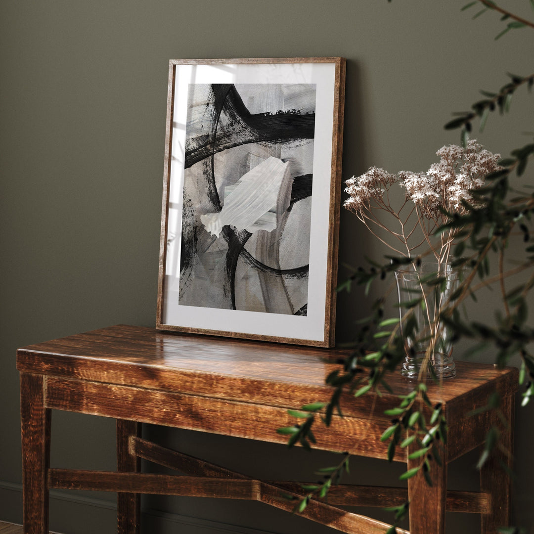 Niger Map | Black & Grey Abstract Painting Map of Niger Wall Art Print | Niger Traval Poster