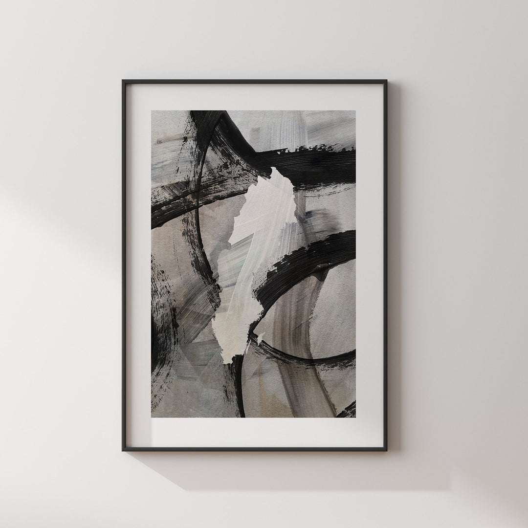 Sweden Map | Black & Grey Abstract Painting Map of Sweden Wall Art Print | Sweden Traval Poster