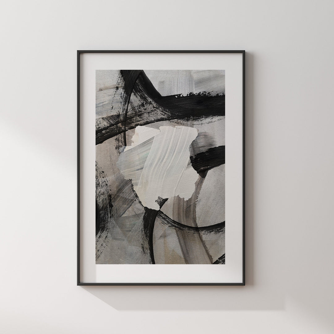 Suriname Map | Black & Grey Abstract Painting Map of Suriname Wall Art Print | Suriname Traval Poster