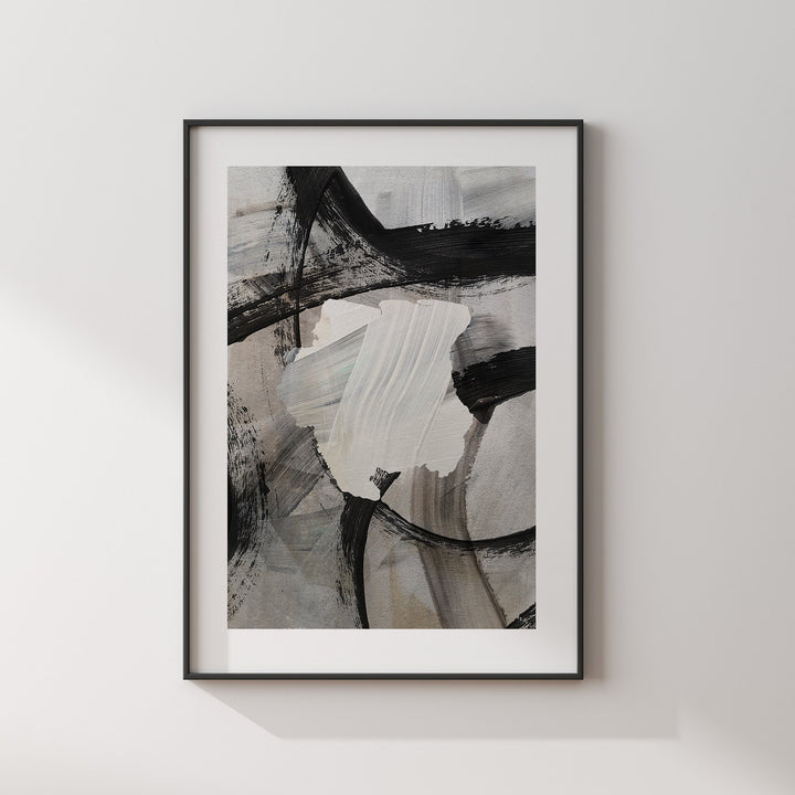 Suriname Map | Black & Grey Abstract Painting Map of Suriname Wall Art Print | Suriname Traval Poster