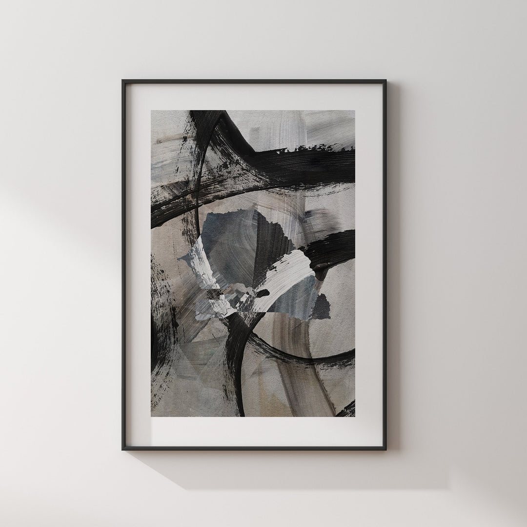 Senegal Map | Black & Grey Abstract Painting Map of Senegal Wall Art Print | Senegal Traval Poster