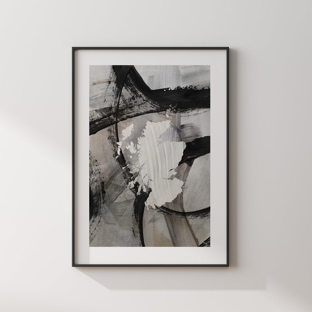 Scotland Map | Black & Grey Abstract Painting Map of Scotland Wall Art Print | Scotland Traval Poster