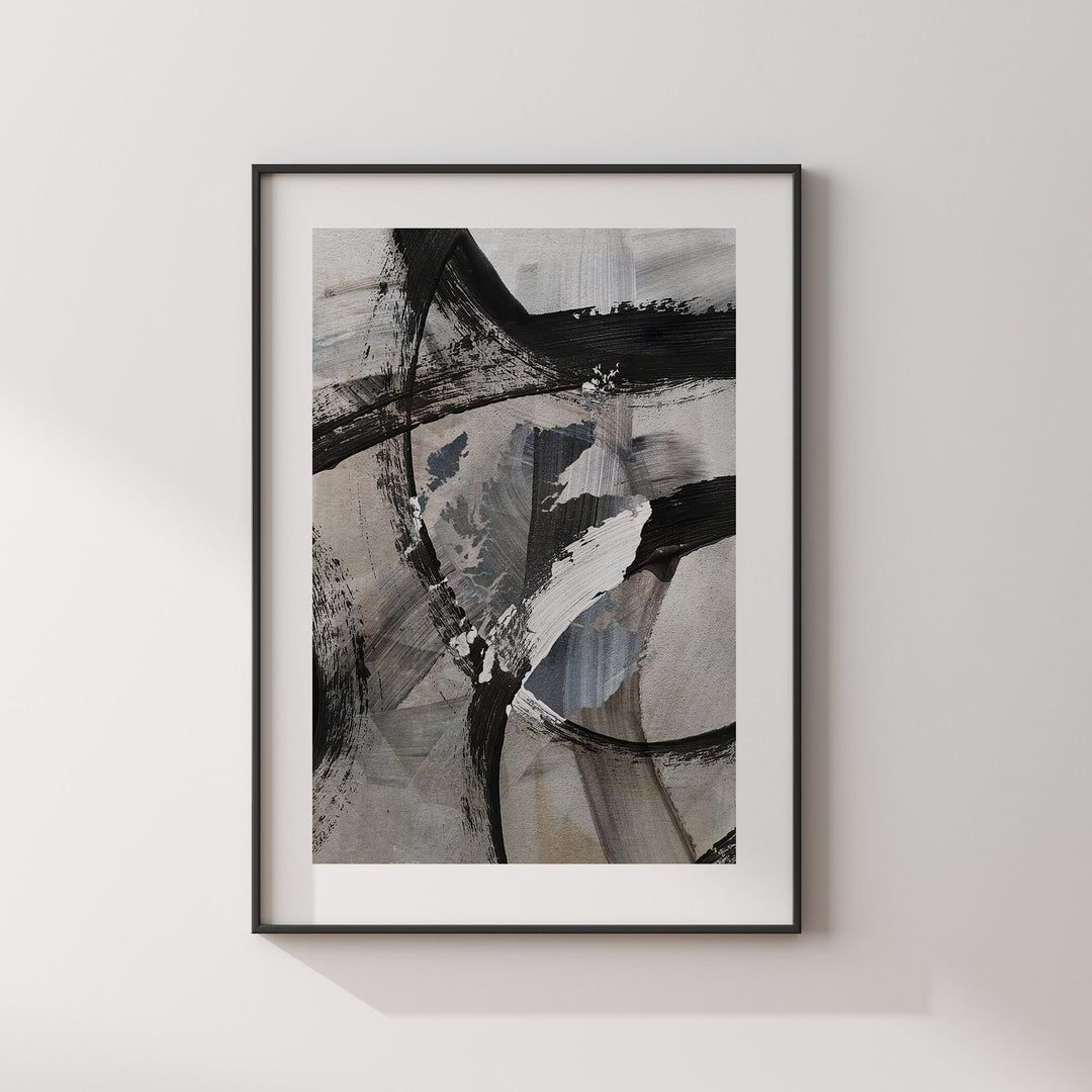 Scotland Map | Black & Grey Abstract Painting Map of Scotland Wall Art Print | Scotland Traval Poster