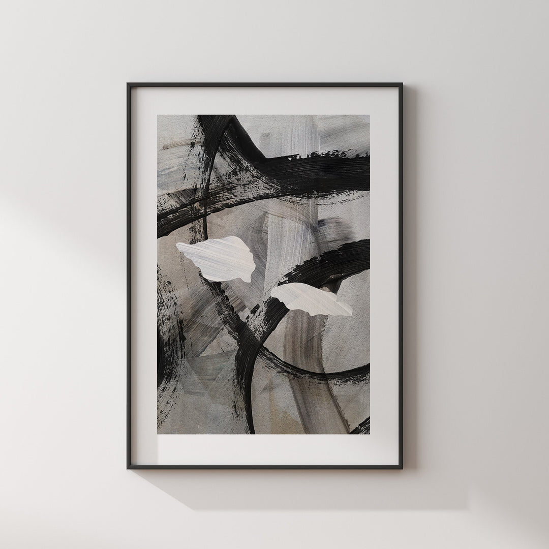 Samoa Map | Black & Grey Abstract Painting Map of Samoa Wall Art Print | Samoa Traval Poster