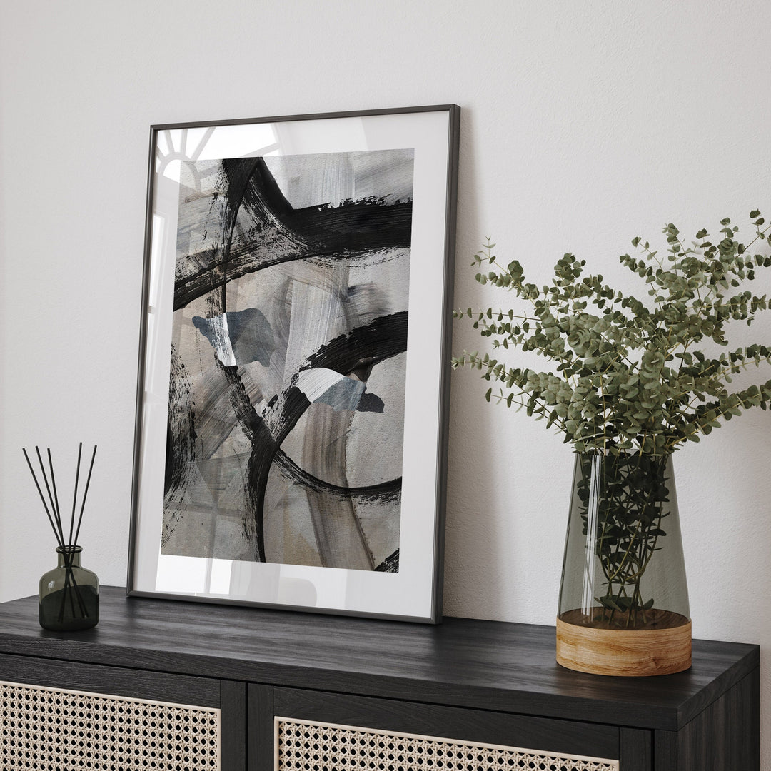 Samoa Map | Black & Grey Abstract Painting Map of Samoa Wall Art Print | Samoa Traval Poster