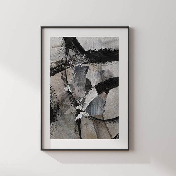 United Kingdom Map | Black & Grey Abstract Painting Map of UK Wall Art Print | Great Britain Traval Poster