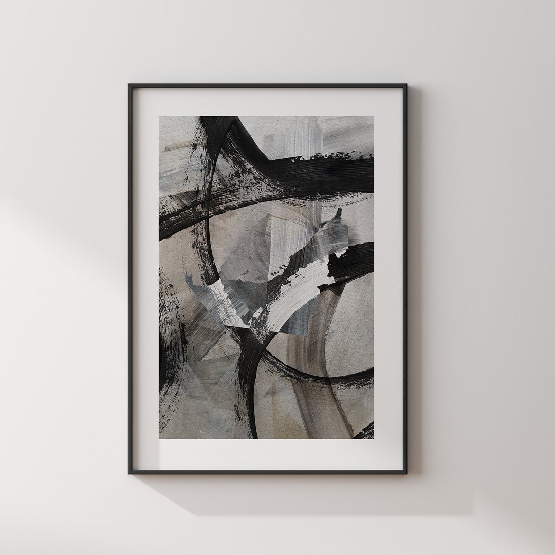 United Arab Emirates Map | Black & Grey Abstract Painting Map of UAE Wall Art Print | United Arab Emirates Traval Poster