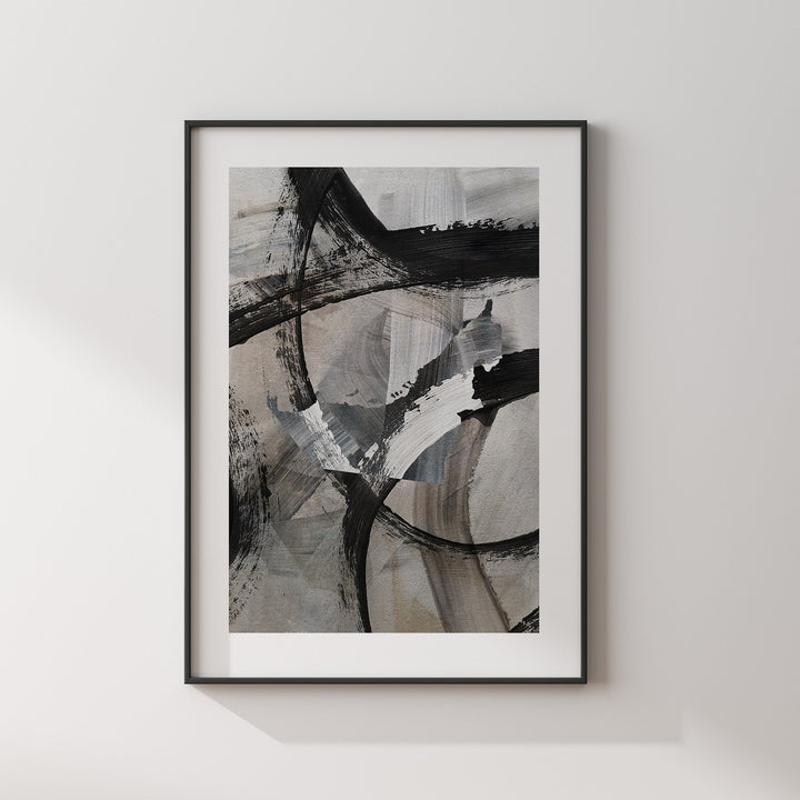 United Arab Emirates Map | Black & Grey Abstract Painting Map of UAE Wall Art Print | United Arab Emirates Traval Poster