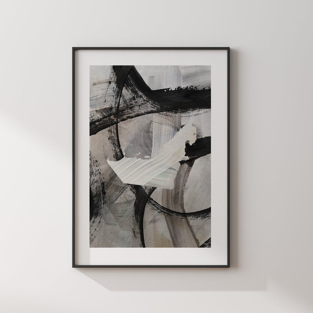 United Arab Emirates Map | Black & Grey Abstract Painting Map of UAE Wall Art Print | United Arab Emirates Traval Poster