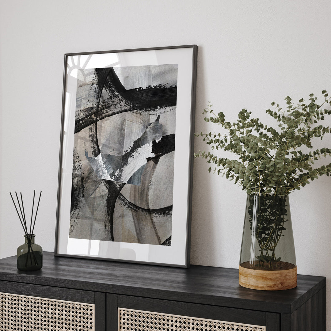 United Arab Emirates Map | Black & Grey Abstract Painting Map of UAE Wall Art Print | United Arab Emirates Traval Poster