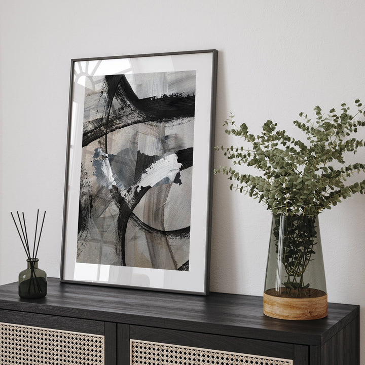 Turkey Map | Black & Grey Abstract Painting Map of Turkey Wall Art Print | Turkey Traval Poster