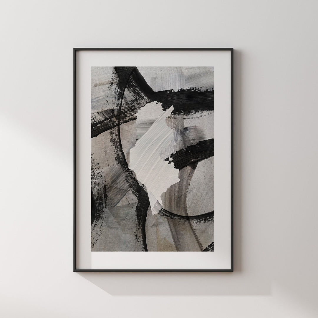 Tunisia Map | Black & Grey Abstract Painting Map of Tunisia Wall Art Print | Tunisia Traval Poster