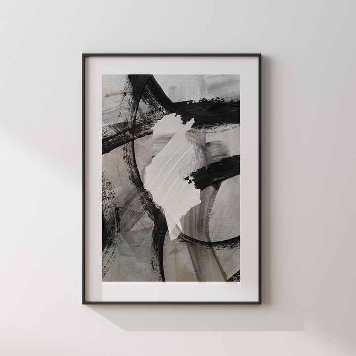 Tunisia Map | Black & Grey Abstract Painting Map of Tunisia Wall Art Print | Tunisia Traval Poster