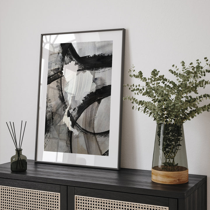 Thailand Map | Black & Grey Abstract Painting Map of Thailand Wall Art Print | Thailand Traval Poster